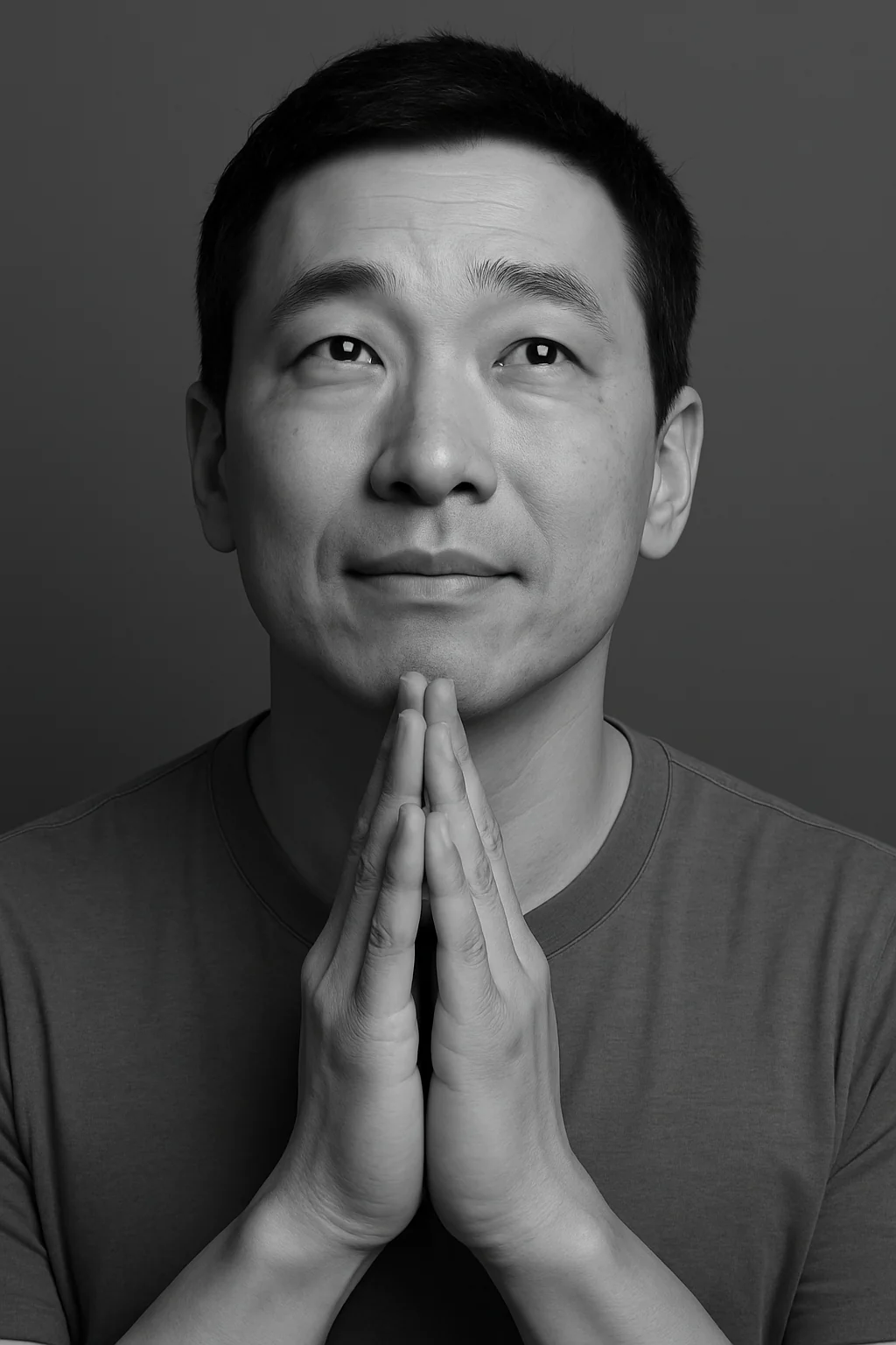 Black and white portrait expressing fear